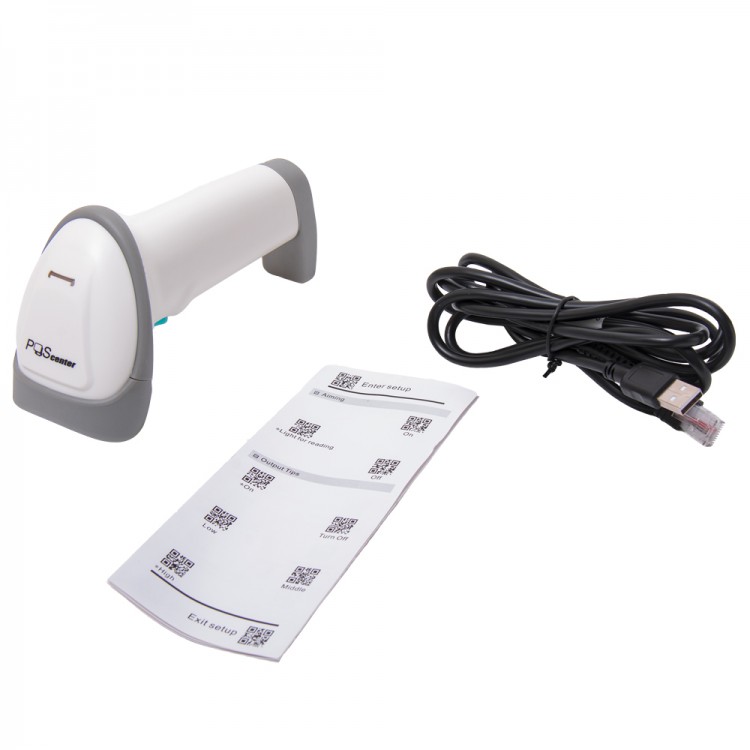Сканер штрих-кода EgiPos 2D HD, ручной, USB, белый, с кабелем 2, 0 м